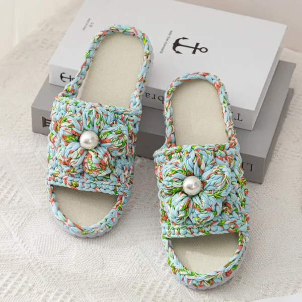 three colors Puff flower pink Floral sandals