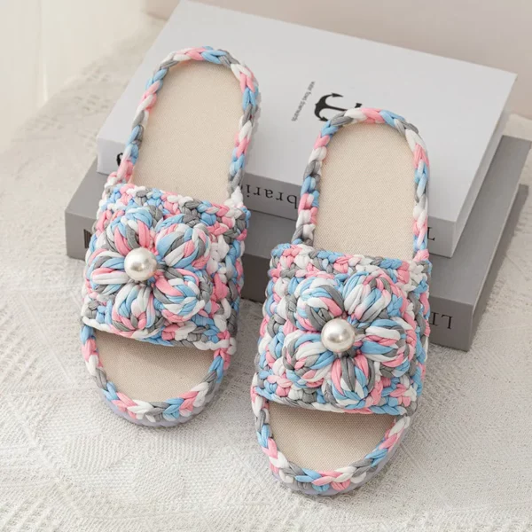 three colors Puff flower pink Floral sandals